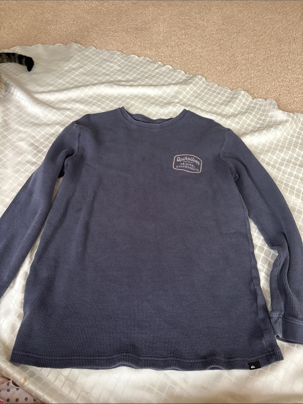 Quiksilver Men’s Navy Crewneck Knit Sweater with Embroidered Logo